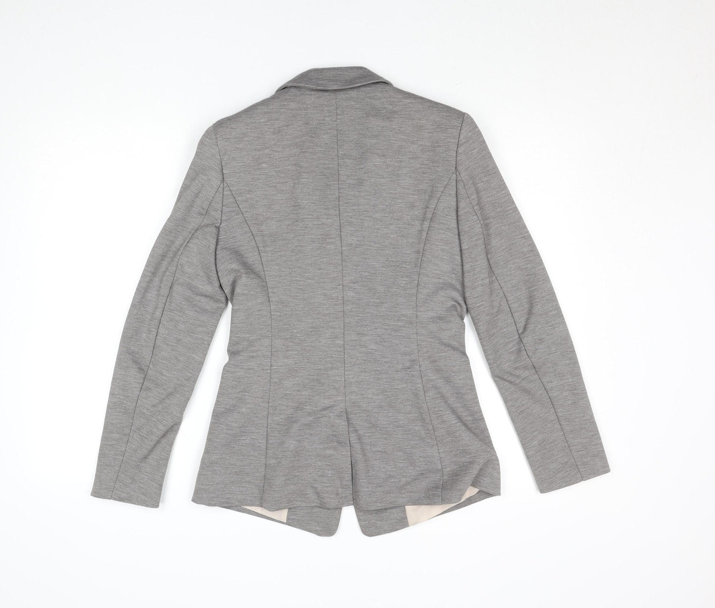 H&M Women Grey Size 8 Single-Breasted Blazer Polyester Viscose Stretch