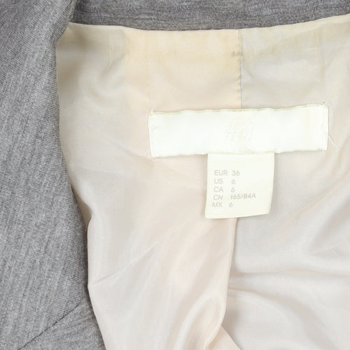 H&M Women Grey Size 8 Single-Breasted Blazer Polyester Viscose Stretch