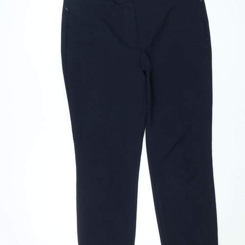 Savida Women’s Navy Blue Stretch Crepe Trousers Size 16 Regular Fit