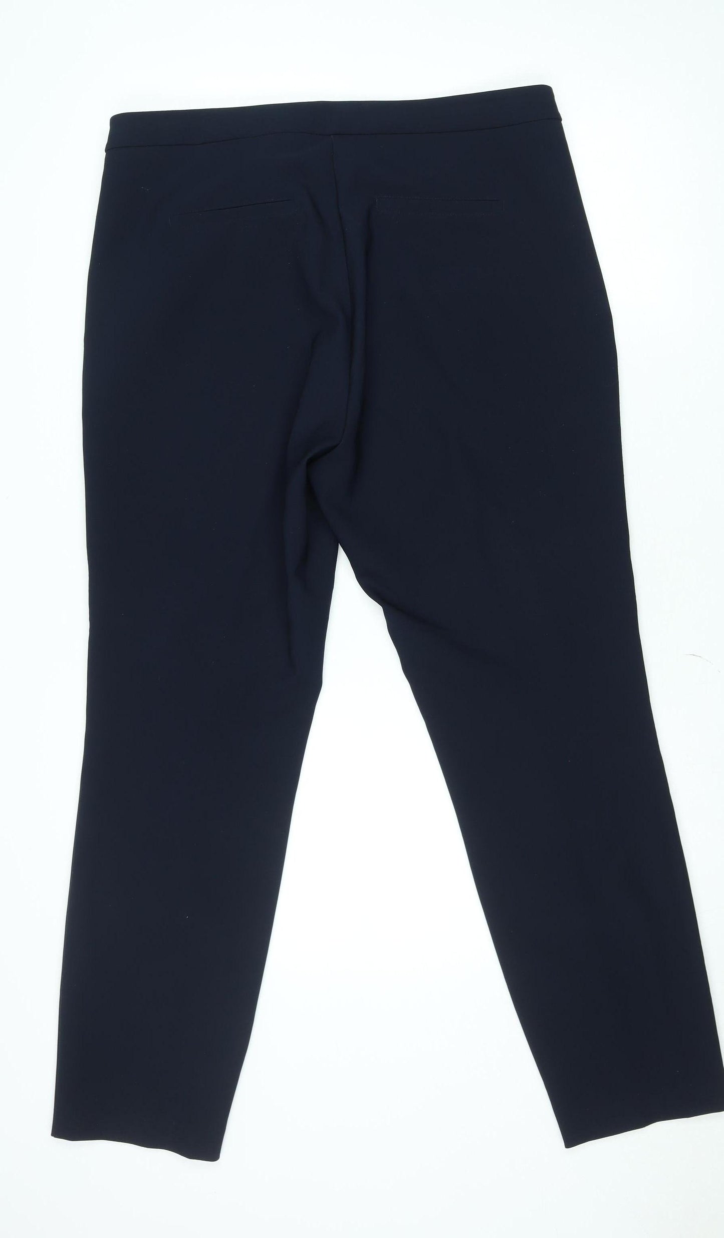 Savida Women’s Navy Blue Stretch Crepe Trousers Size 16 Regular Fit