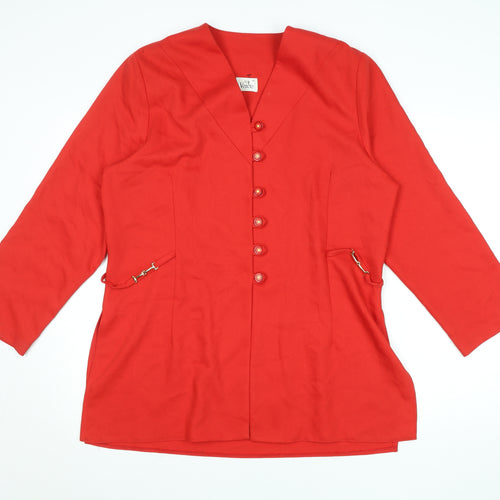 Via Veneto Women's Red Long Sleeve Single-Breasted Blazer Size 16