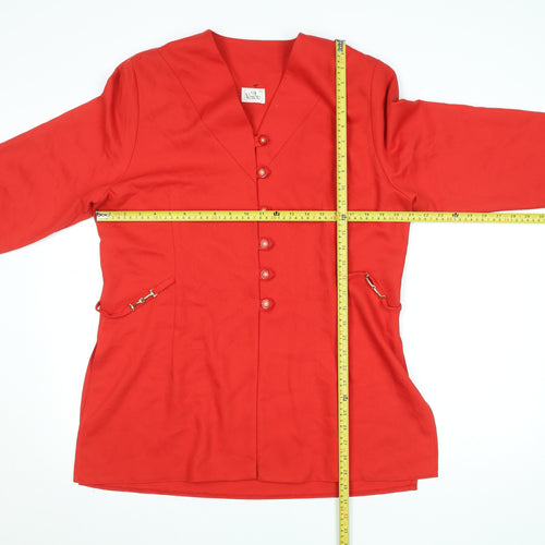 Via Veneto Women's Red Long Sleeve Single-Breasted Blazer Size 16