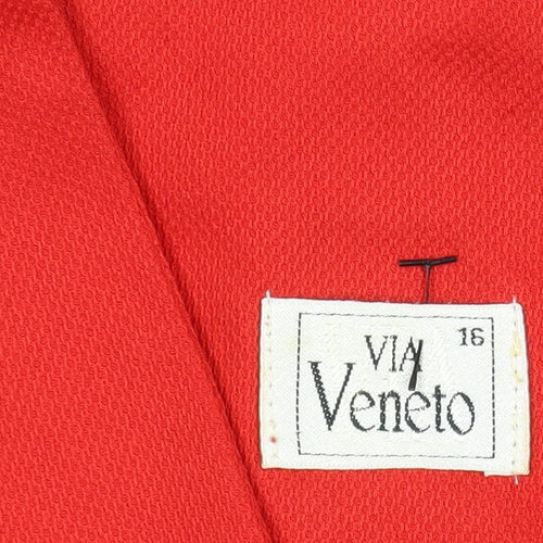 Via Veneto Women's Red Long Sleeve Single-Breasted Blazer Size 16