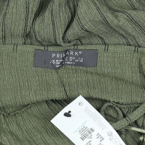 Primark Women Green XS Halter Striped Midi Slip Dress