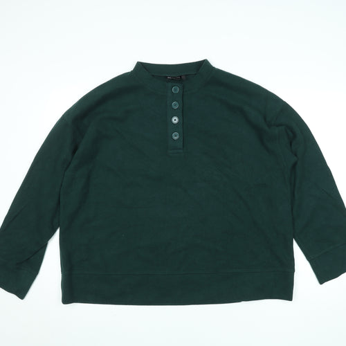 ASOS DESIGN Men's Green Henley Jumper M Long Sleeve Cotton Blend