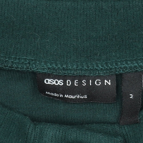 ASOS DESIGN Men's Green Henley Jumper M Long Sleeve Cotton Blend