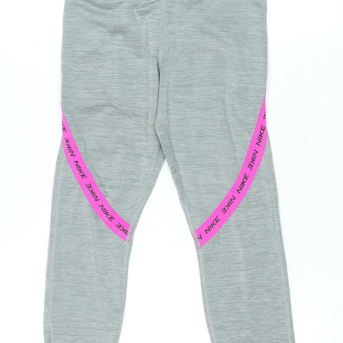 Nike Women's Grey Dri-FIT Leggings Small Slim Fit Sportswear