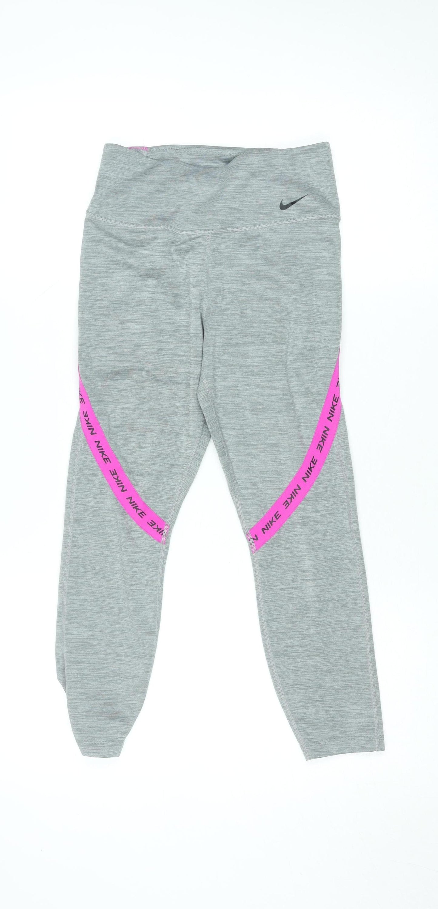 Nike Women's Grey Dri-FIT Leggings Small Slim Fit Sportswear