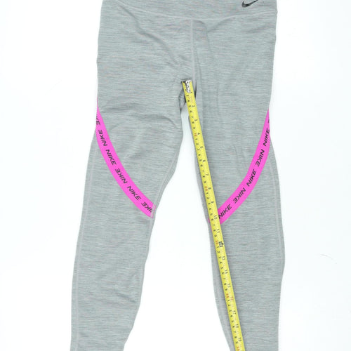 Nike Women's Grey Dri-FIT Leggings Small Slim Fit Sportswear