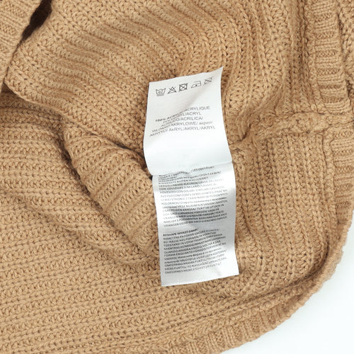 Brave Soul Women Beige Collared Chunky Knit Pullover Jumper M