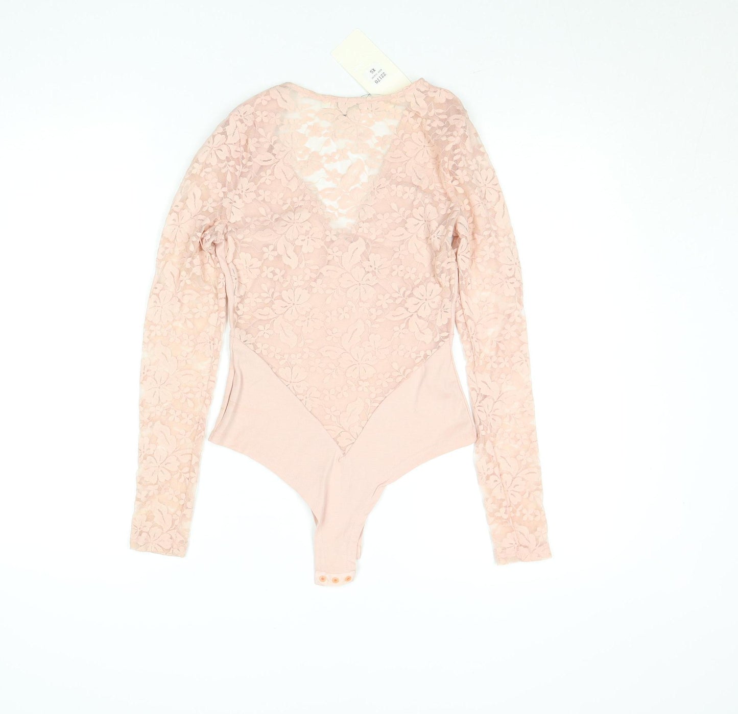 Very Lucy Womens Pink Lace Long Sleeve Bodysuit Size S