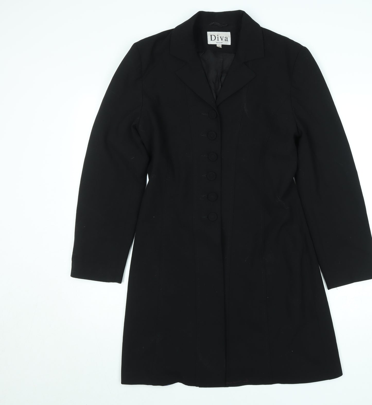 Diva Women's Black Size 10 Tailored Long Suit Jacket