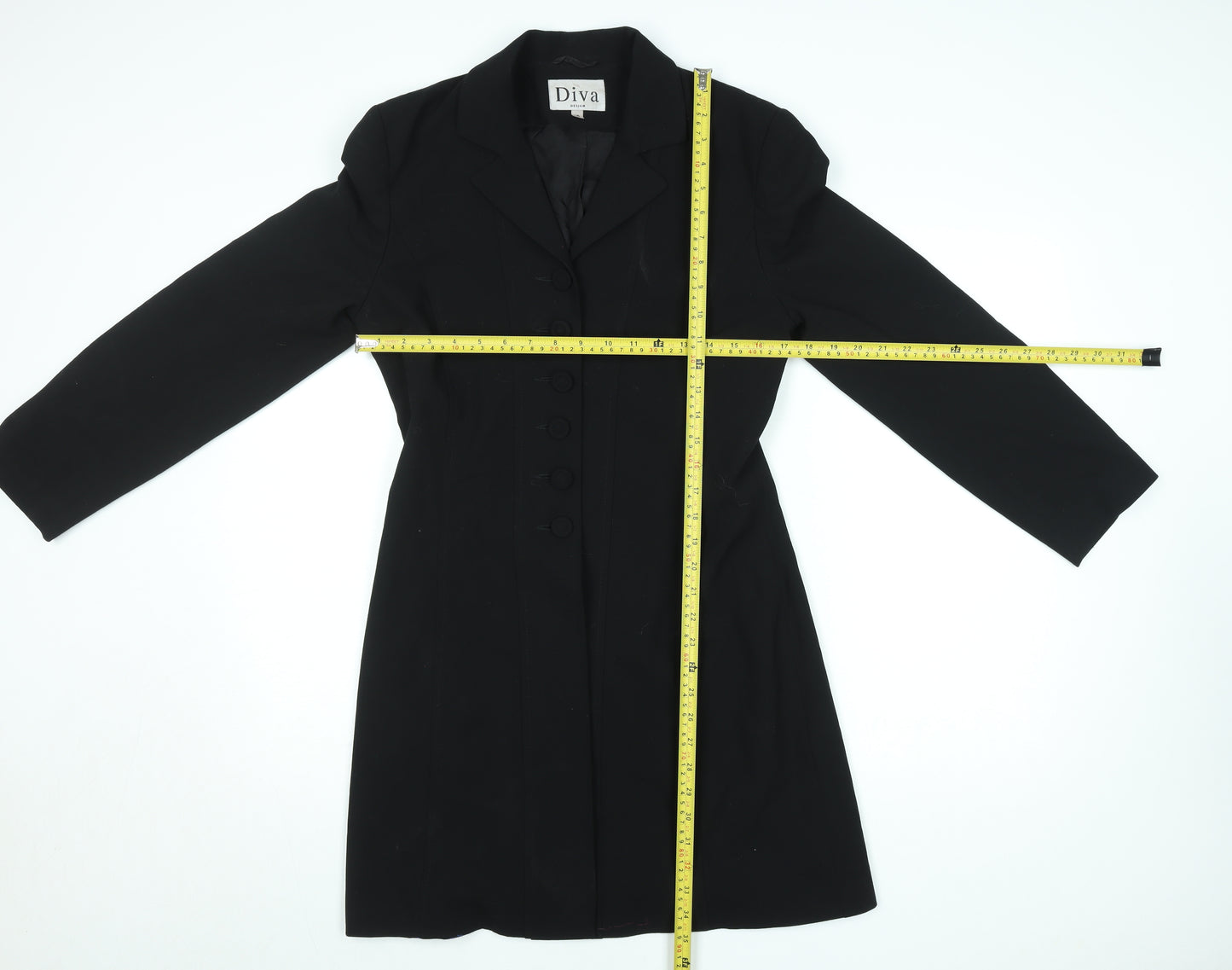 Diva Women's Black Size 10 Tailored Long Suit Jacket