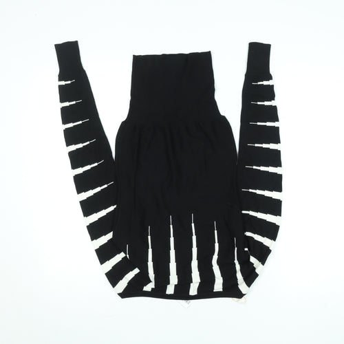 Lipsy Women’s Black XS Scoop Neck Long Sleeve Striped Knit Pullover Jumper