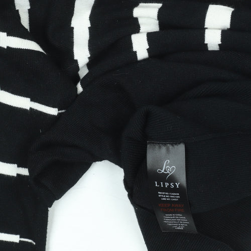 Lipsy Women’s Black XS Scoop Neck Long Sleeve Striped Knit Pullover Jumper