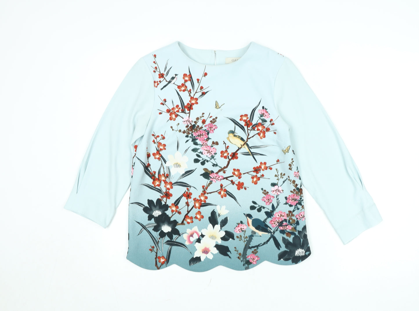 Oasis Women’s Blue Floral 3/4 Sleeve Tunic Blouse Size 6