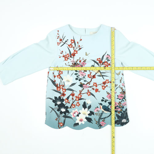 Oasis Women’s Blue Floral 3/4 Sleeve Tunic Blouse Size 6
