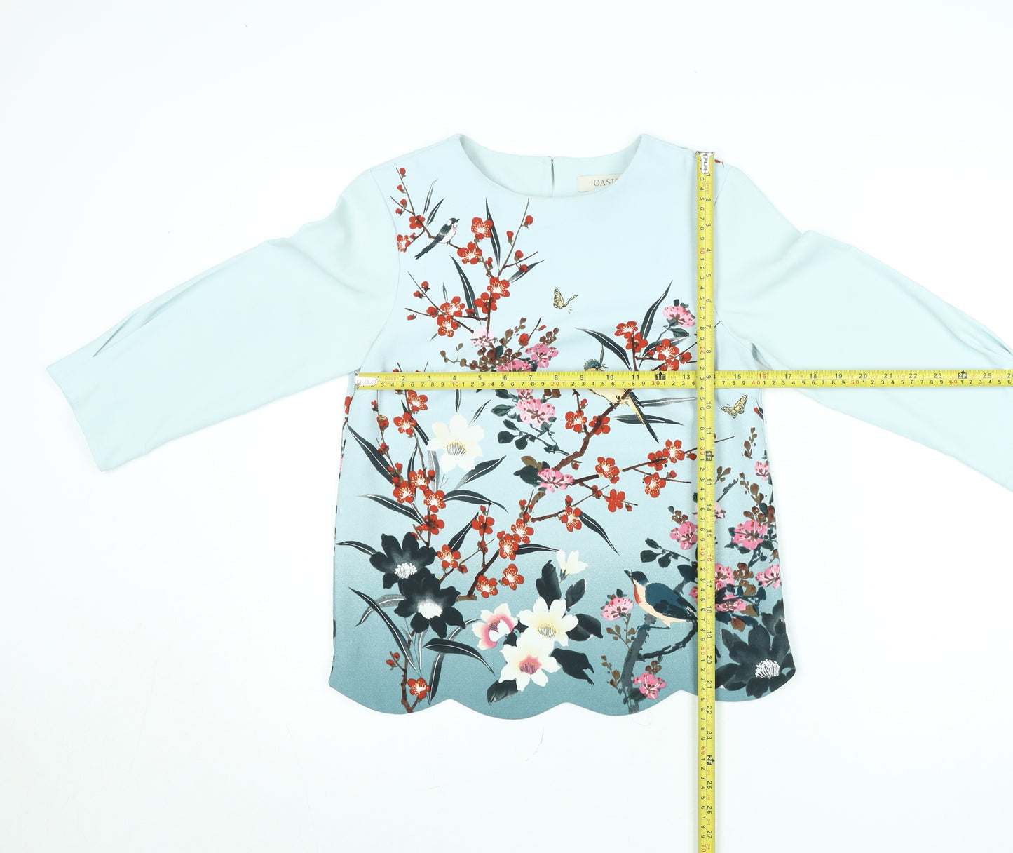 Oasis Women’s Blue Floral 3/4 Sleeve Tunic Blouse Size 6