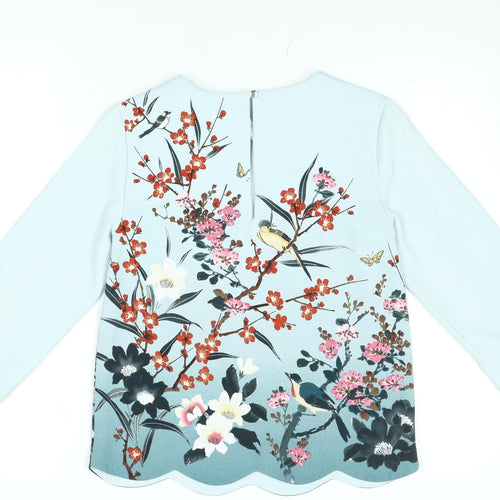 Oasis Women’s Blue Floral 3/4 Sleeve Tunic Blouse Size 6