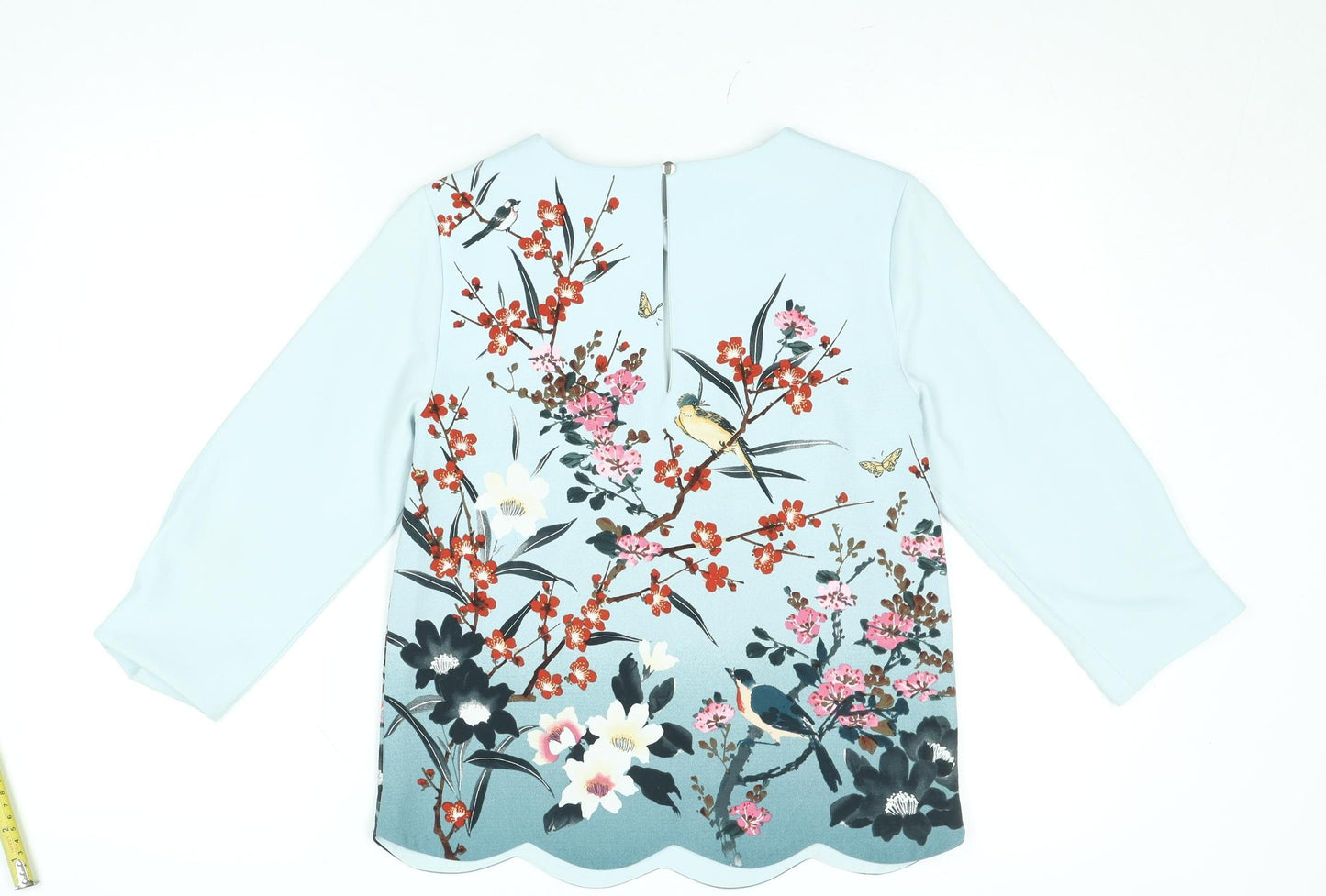 Oasis Women’s Blue Floral 3/4 Sleeve Tunic Blouse Size 6
