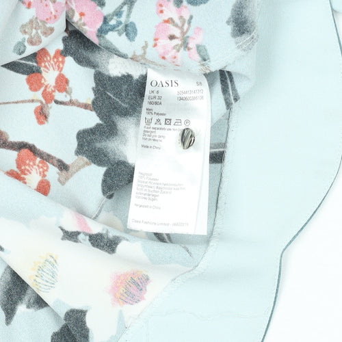 Oasis Women’s Blue Floral 3/4 Sleeve Tunic Blouse Size 6