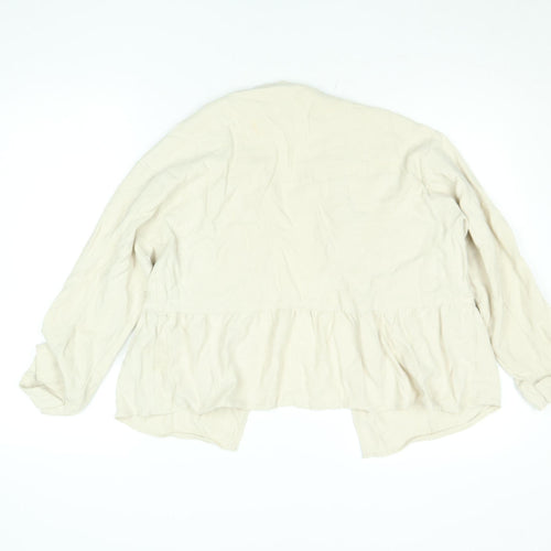 ZARA Women Beige Button Front Relaxed Fit Short Jacket Size S