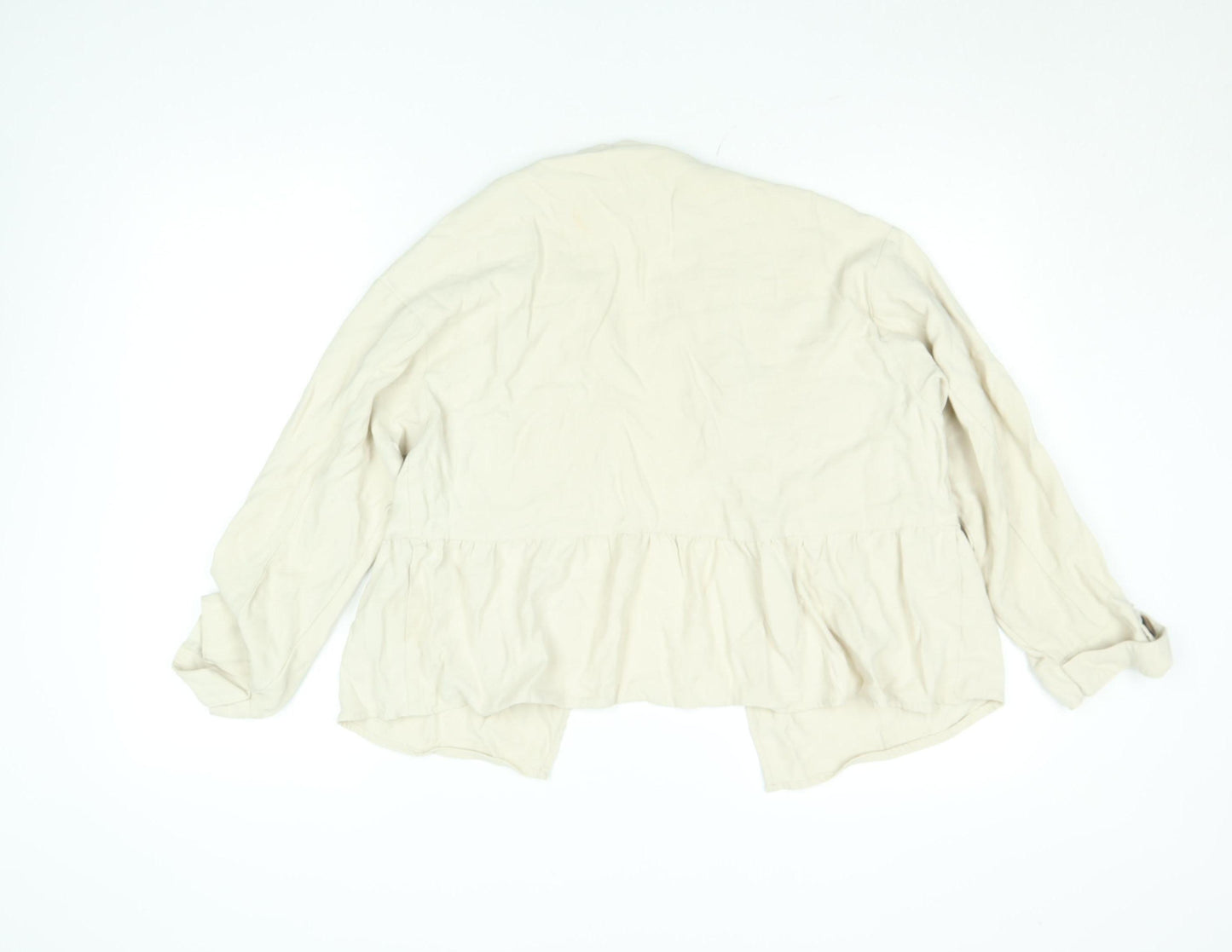 ZARA Women Beige Button Front Relaxed Fit Short Jacket Size S