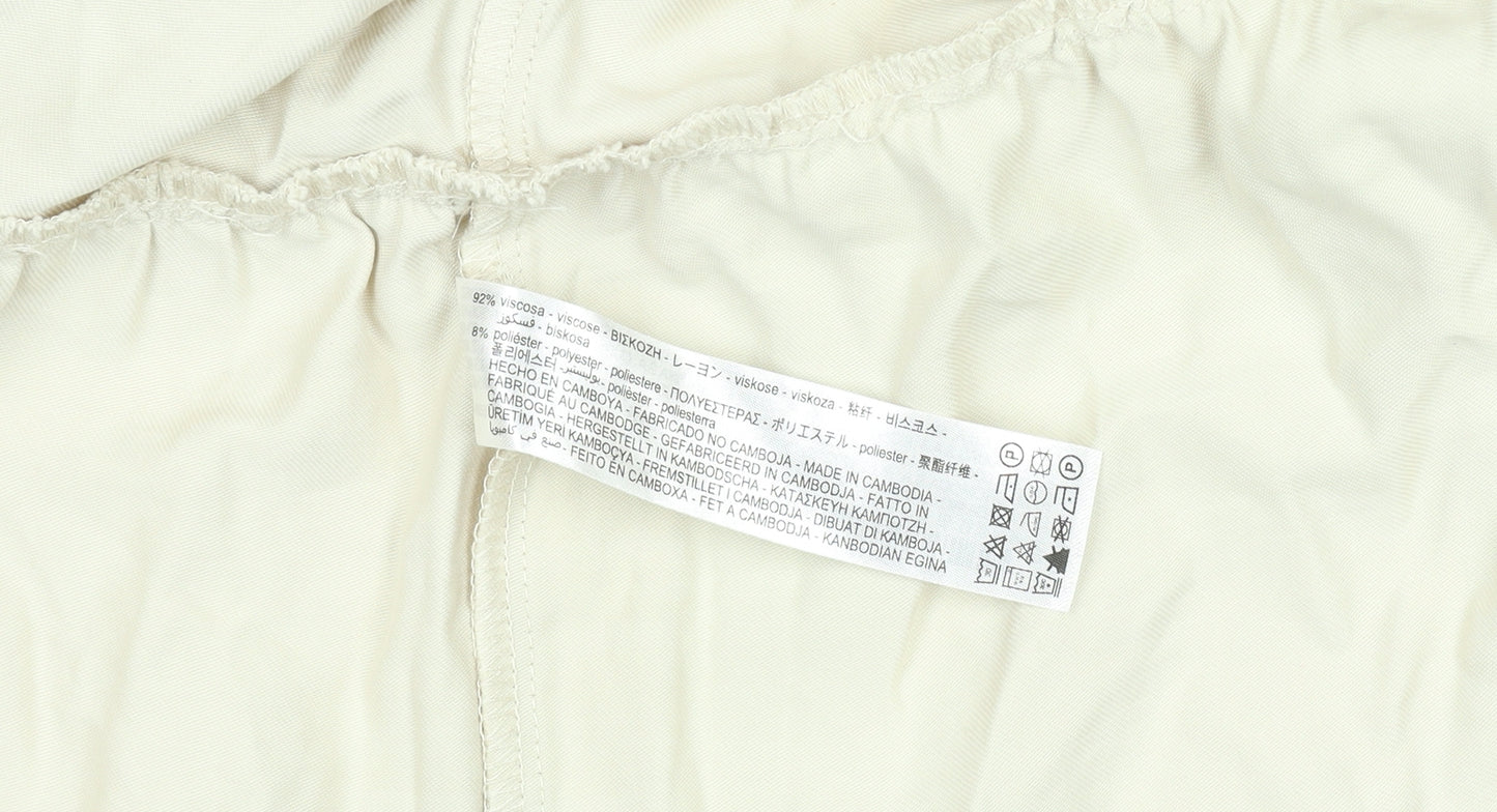 ZARA Women Beige Button Front Relaxed Fit Short Jacket Size S