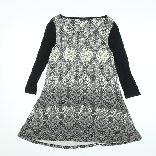 Marks and Spencer Women Black Mix Size 12 A-Line Long Sleeve Dress