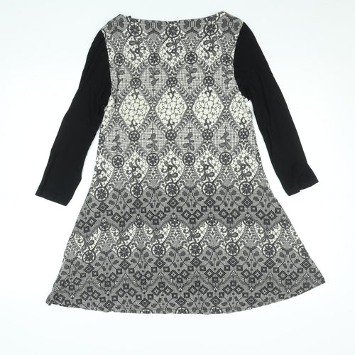 Marks and Spencer Women Black Mix Size 12 A-Line Long Sleeve Dress