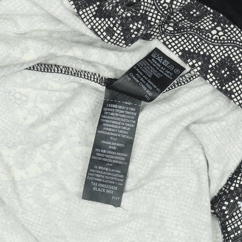 Marks and Spencer Women Black Mix Size 12 A-Line Long Sleeve Dress