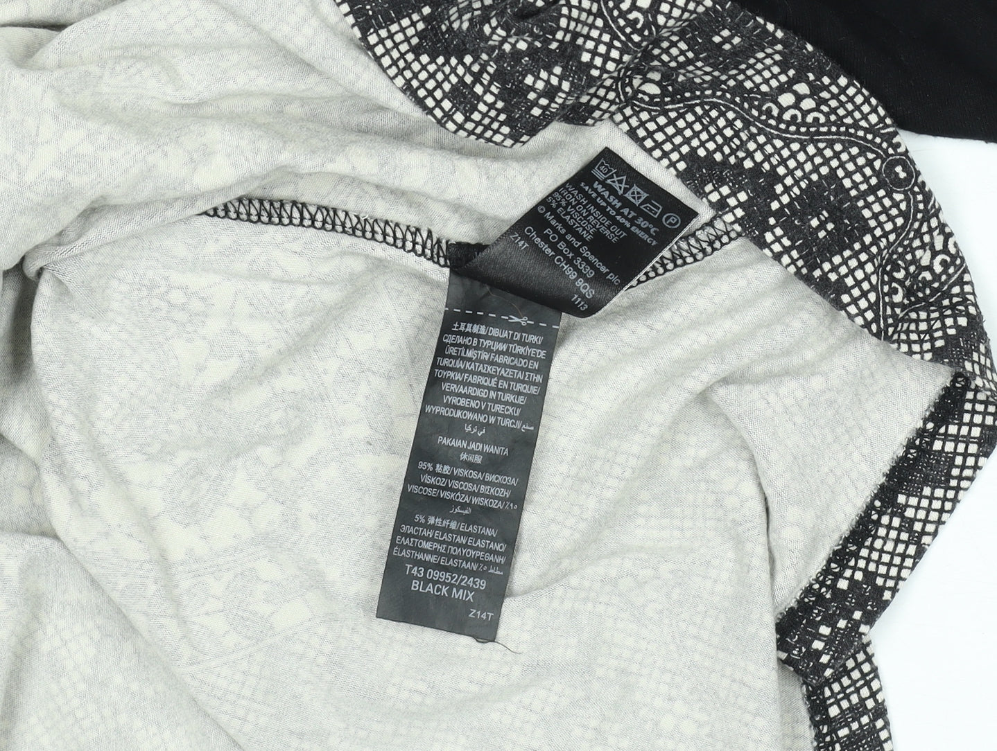 Marks and Spencer Women Black Mix Size 12 A-Line Long Sleeve Dress