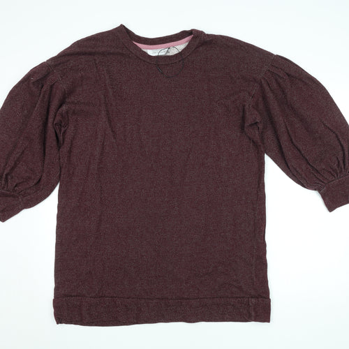 Riyka Womens Burgundy Puff Sleeve Pullover Sweatshirt XL
