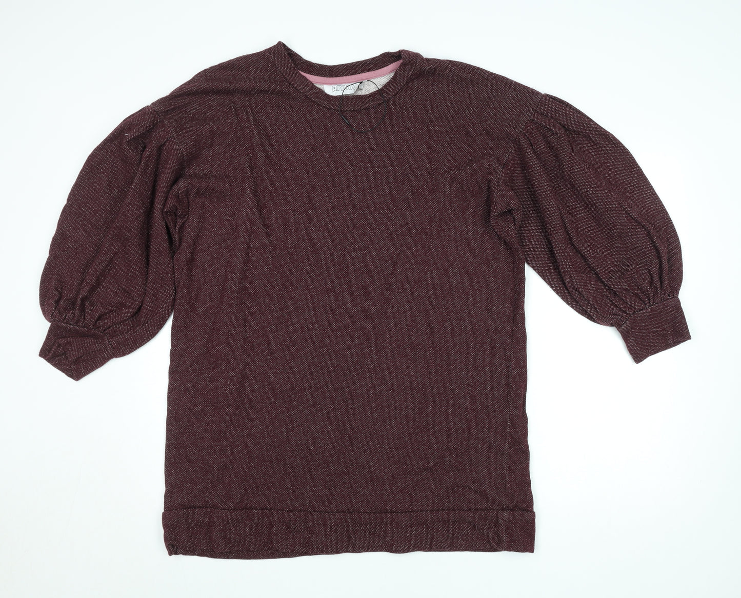 Riyka Womens Burgundy Puff Sleeve Pullover Sweatshirt XL