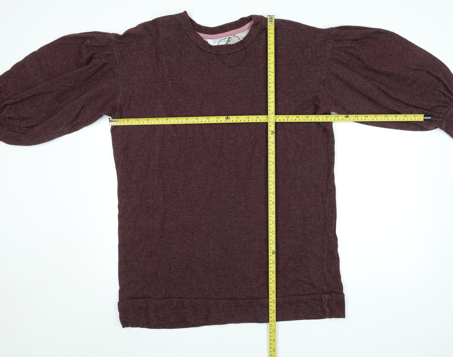 Riyka Womens Burgundy Puff Sleeve Pullover Sweatshirt XL