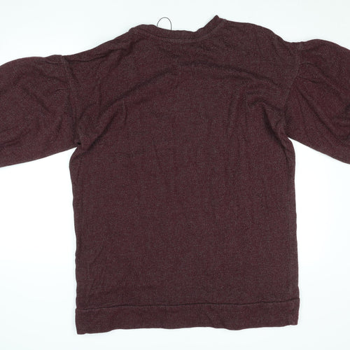 Riyka Womens Burgundy Puff Sleeve Pullover Sweatshirt XL