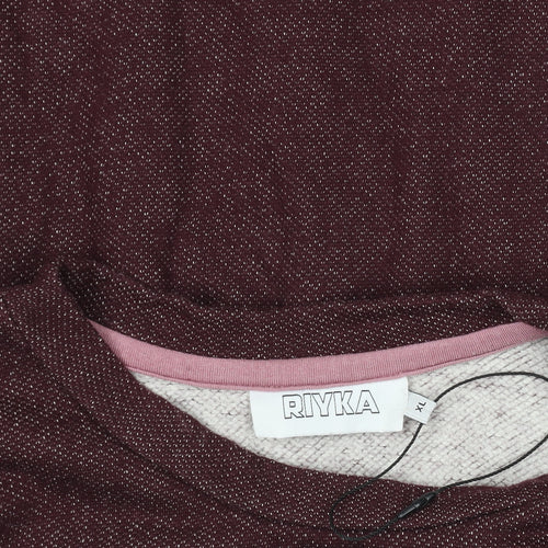 Riyka Womens Burgundy Puff Sleeve Pullover Sweatshirt XL