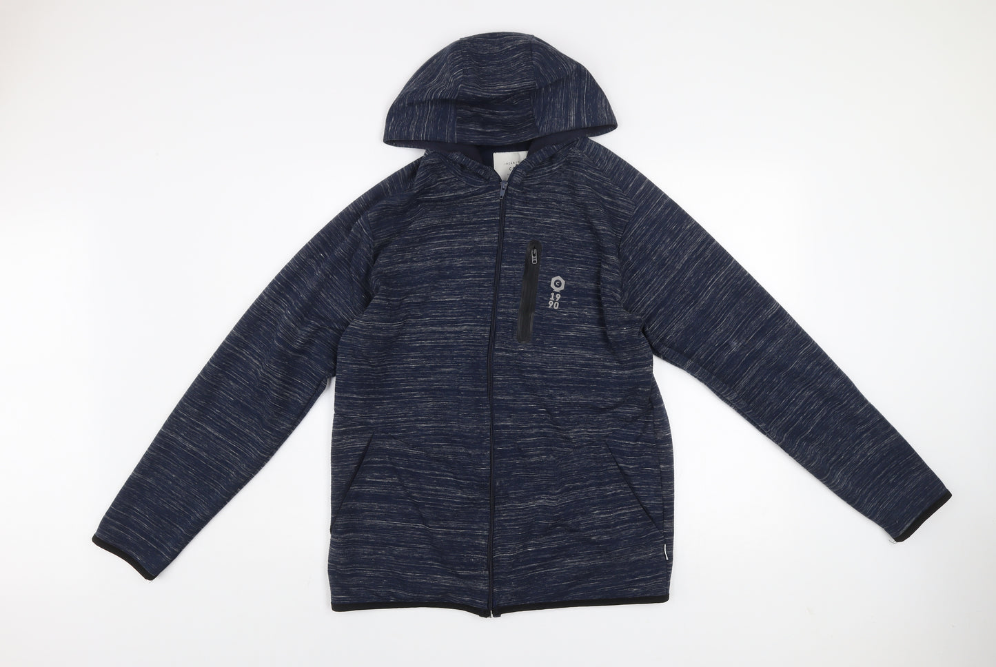 Jack & Jones Men's Blue Hooded Full Zip Activewear Jacket Size M