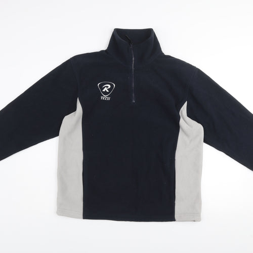 Rugby Tech Men's Black Fleece 1/4 Zip Pullover Sweatshirt S
