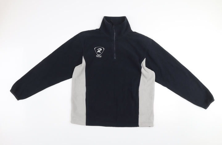 Rugby Tech Men's Black Fleece 1/4 Zip Pullover Sweatshirt S