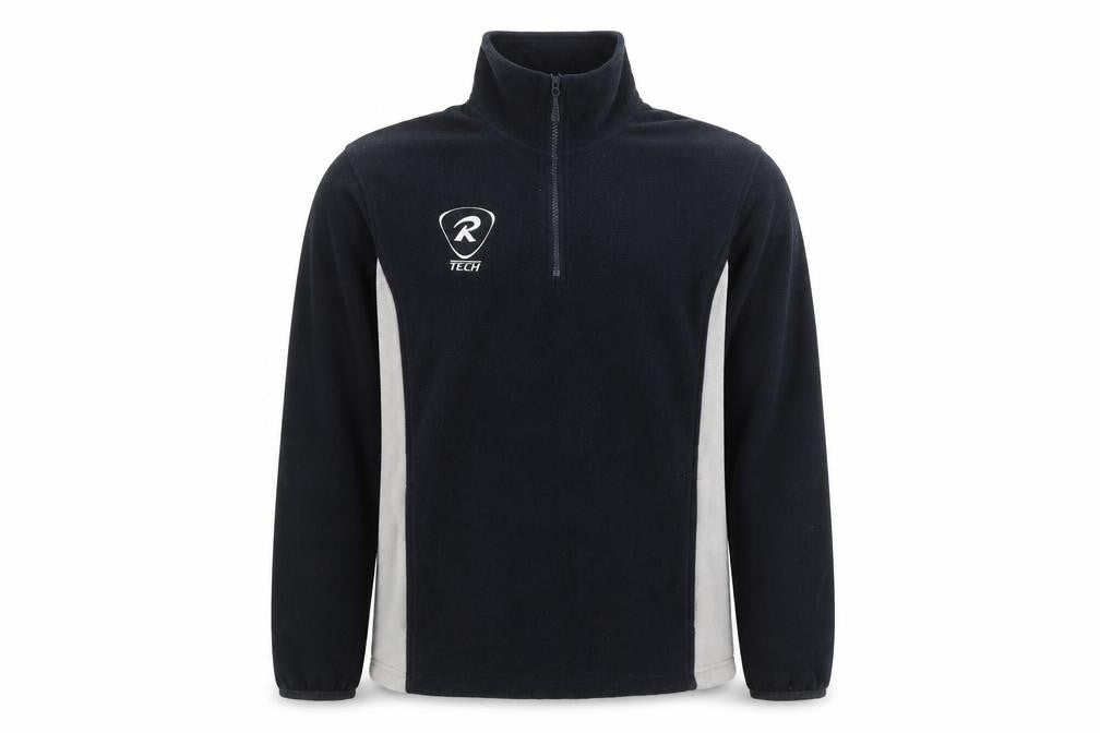 Front view of Rugby Tech Men's Black Fleece 1/4 Zip Pullover Sweatshirt S
