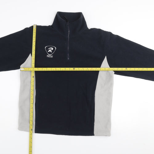 Rugby Tech Men's Black Fleece 1/4 Zip Pullover Sweatshirt S