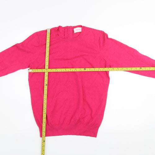 Savida Women's Pink Crew Neck Button Detail Knit Jumper Size 12