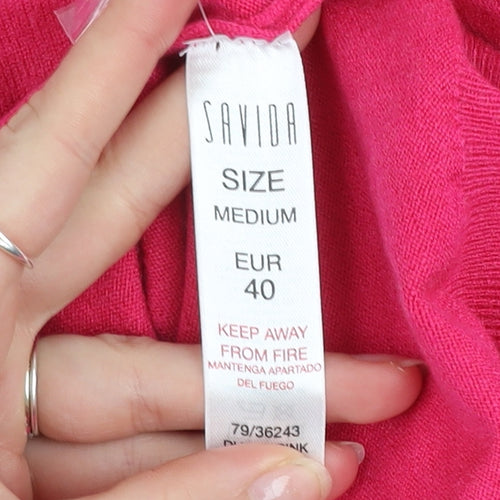 Savida Women's Pink Crew Neck Button Detail Knit Jumper Size 12