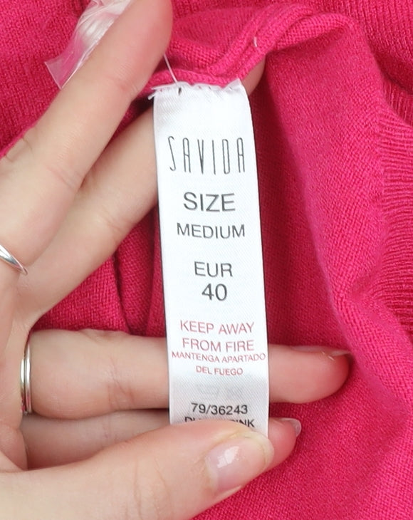 Savida Women's Pink Crew Neck Button Detail Knit Jumper Size 12