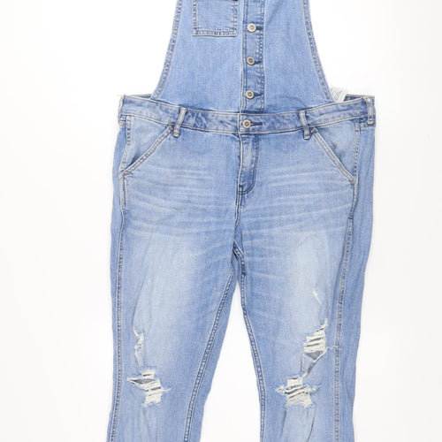 Hollister Women’s Light Blue Denim Boyfriend Dungaree L Relaxed Fit