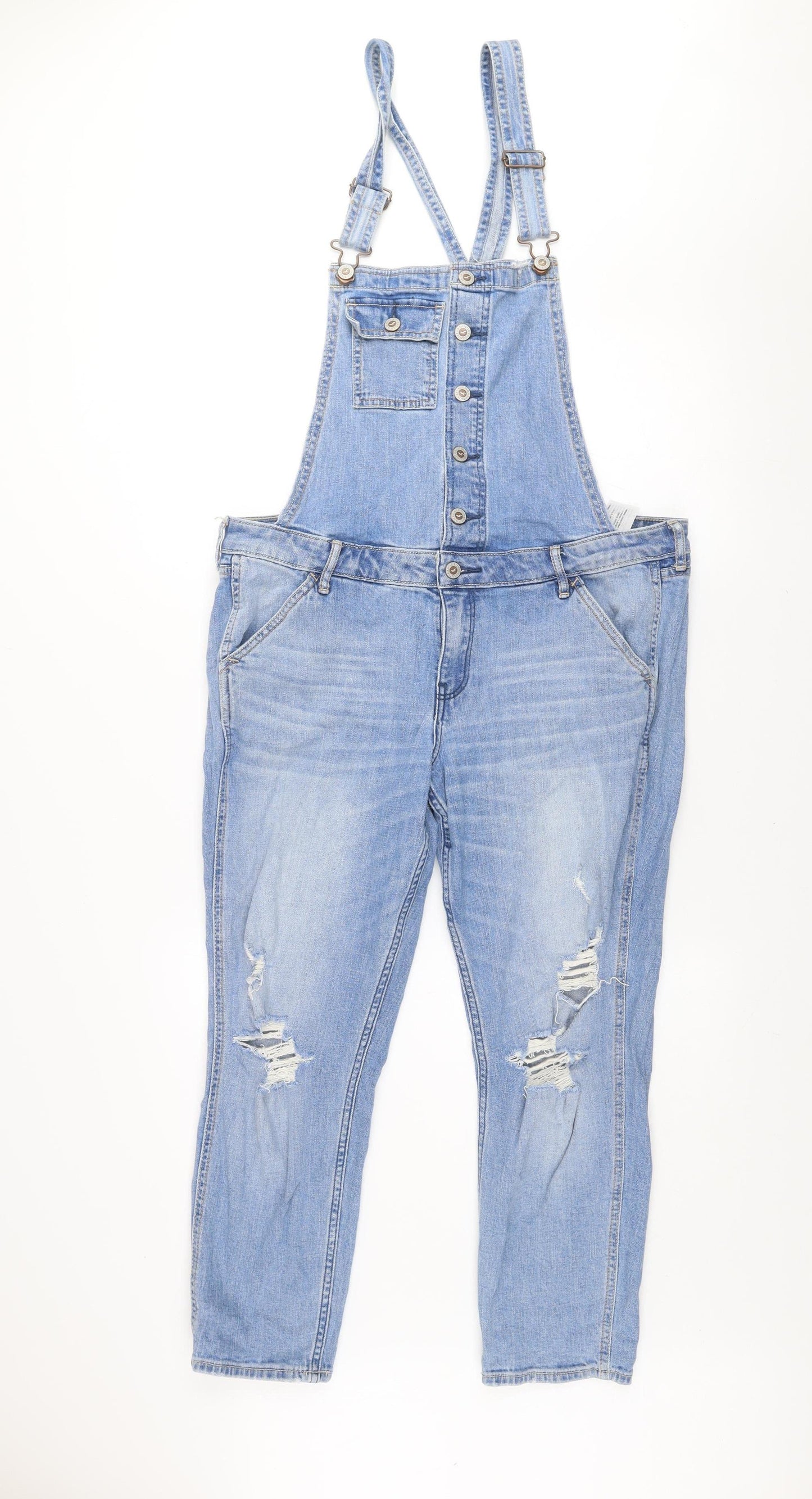 Hollister Women’s Light Blue Denim Boyfriend Dungaree L Relaxed Fit