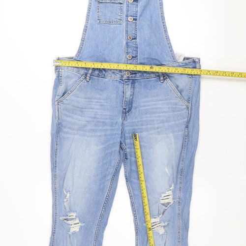 Hollister Women’s Light Blue Denim Boyfriend Dungaree L Relaxed Fit