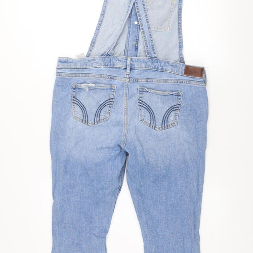 Hollister Women’s Light Blue Denim Boyfriend Dungaree L Relaxed Fit