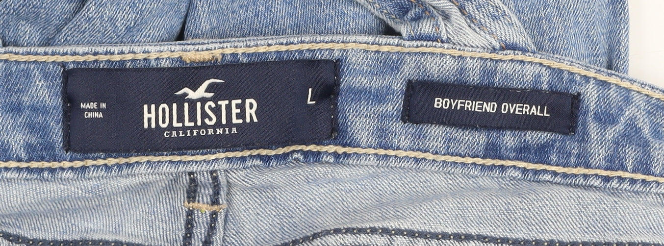 Hollister Women’s Light Blue Denim Boyfriend Dungaree L Relaxed Fit